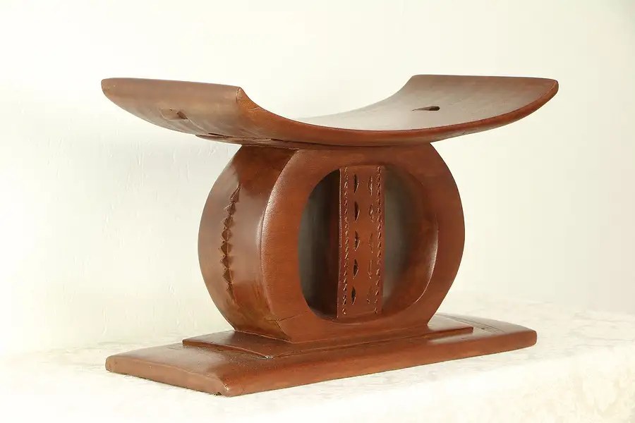 Main image of African Vintage Carved Mahogany Stool or Seat, Ashanti of Ghana