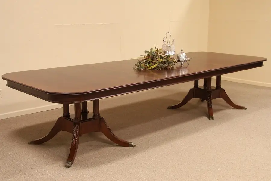 Main image of Georgian Mahogany Banded Dining Table, 11' 4"