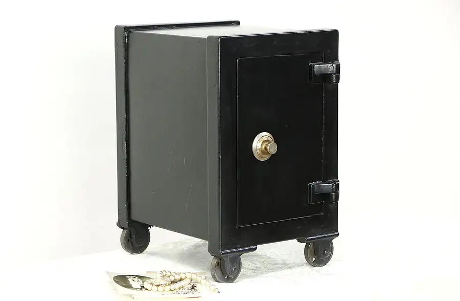 Main image of Iron Safe with Combination Lock or 1900 Antique Chairside Table, Black Paint