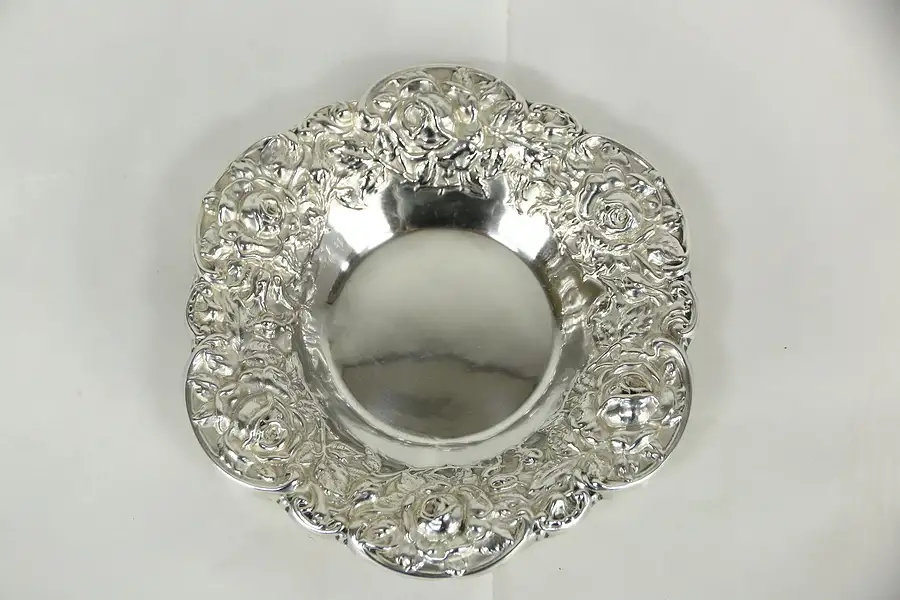 Main image of Sterling Silver Embossed Antique Tray with Roses