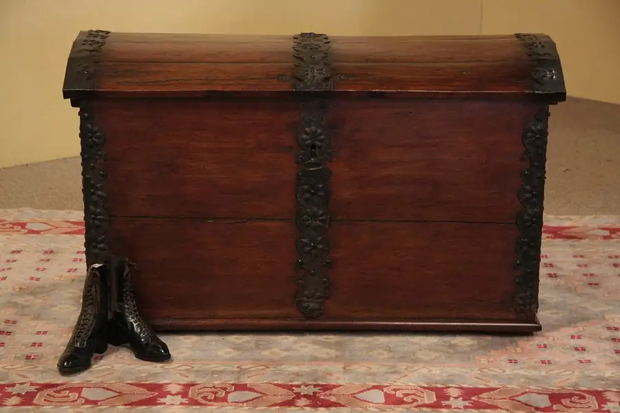 Main image of Treasure Chest or 1800's Antique Oak Immigrant Chest