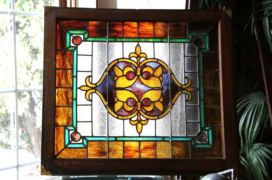 Main image of Victorian 1890's Stained Leaded Glass Window