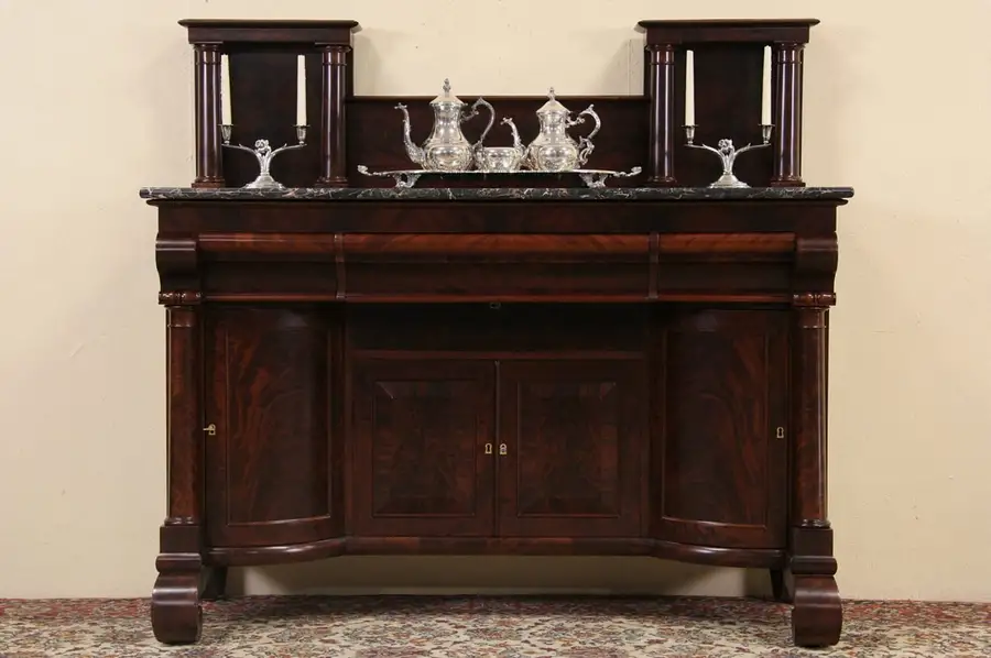 Main image of Empire 1840 Antique Marble Top Sideboard, Server or Back Bar