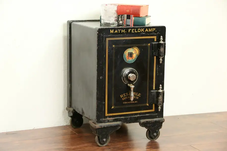 Main image of Reliable of Kentucky Signed 1890's Small Iron Safe, Combination Lock