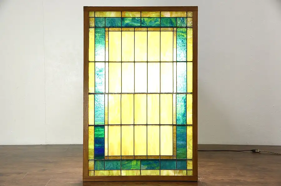 Main image of Arts & Crafts 1900 Antique Craftsman Architectural Salvage Stained Glass Window