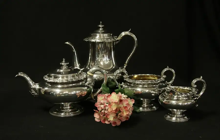 Main image of Sterling Silver Antique 4 Pc Coffee & Tea Service