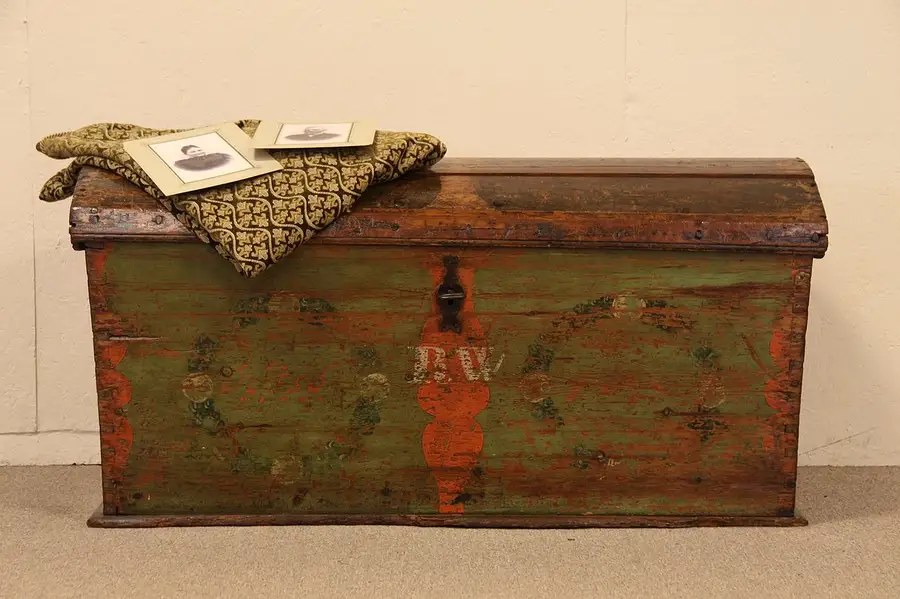 Main image of Painted Country Pine 1840 Trunk or Chest