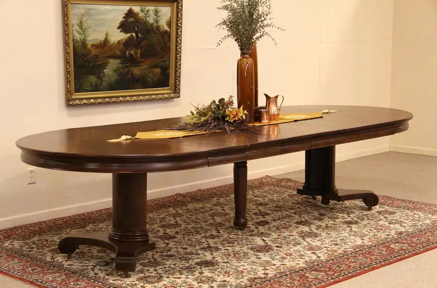 Main image of Arts and Crafts 54" Oak Dining Table, 10 1/2' Long