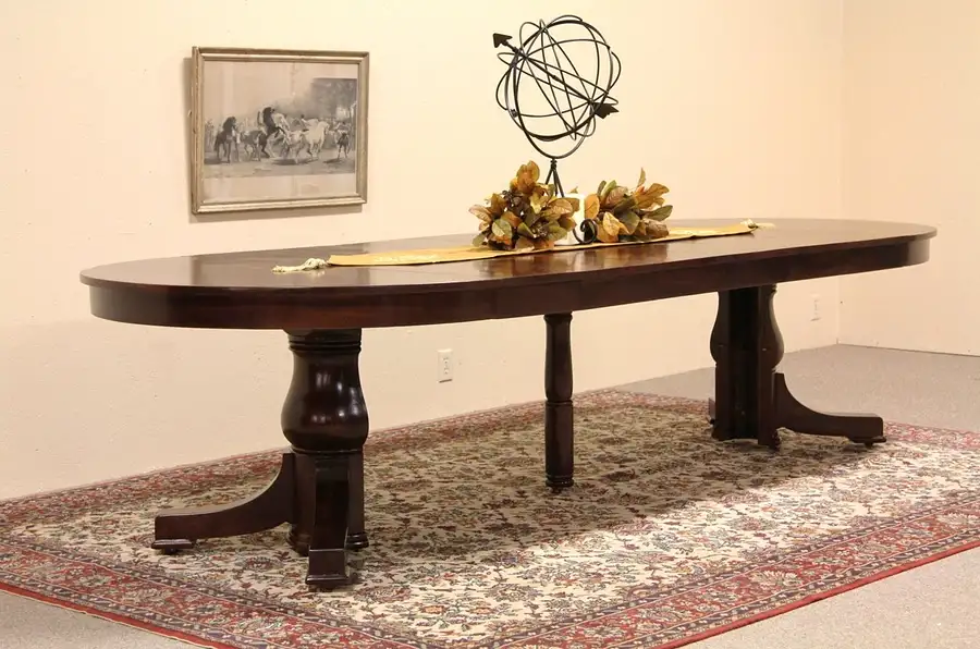 Main image of Round 48" Mahogany Pedestal Dining Table, Extends 10