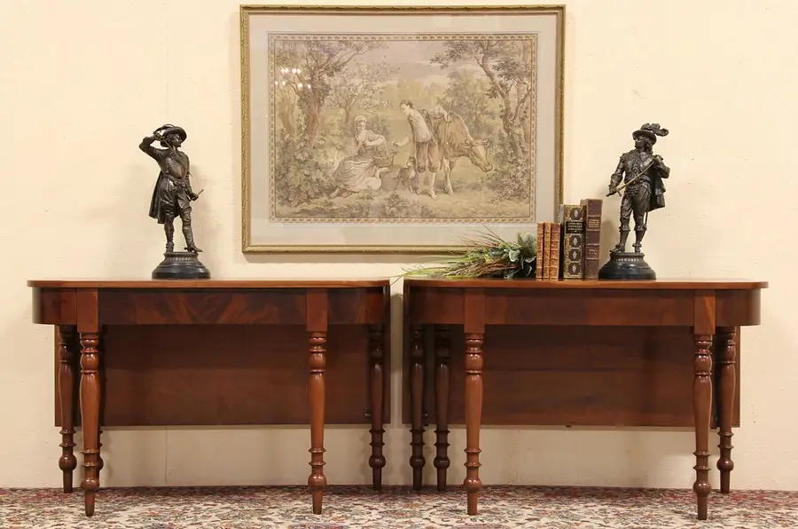 Main image of Pair of Cherry 1825 Sheraton Console or Game Tables