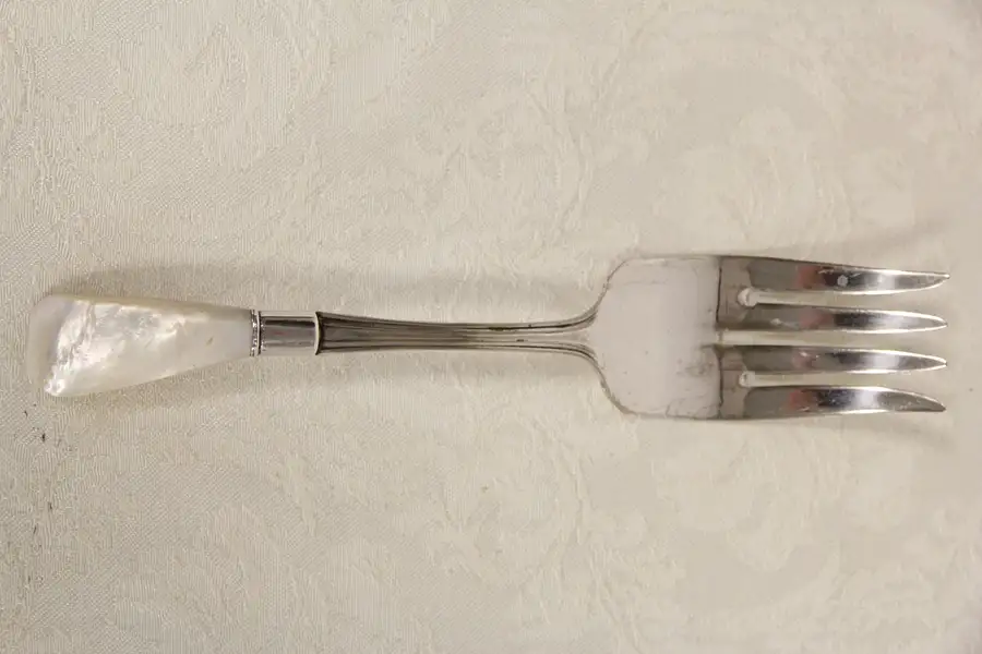 Main image of Pearl Handle Silverplate Antique 1900 Serving Fork