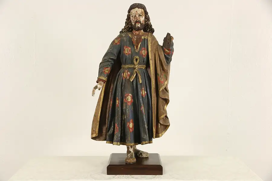 Main image of Santo Sculpture of Jesus, Spanish Colonial Latin American Statue, early 1800's