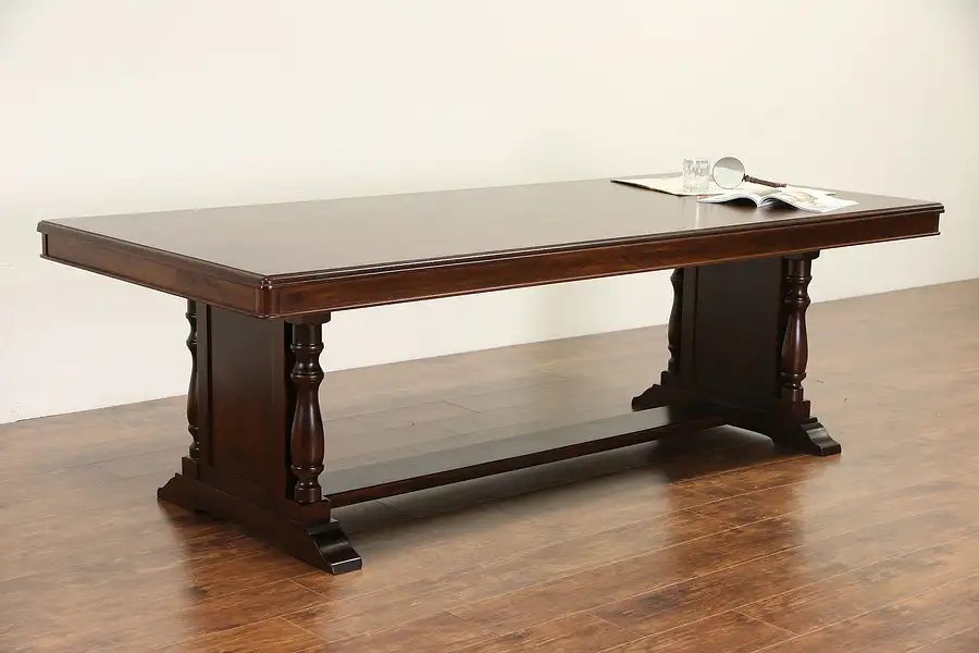 Main image of Conference or 8' Dining Table, 1915 Walnut Antique from Chicago Bank