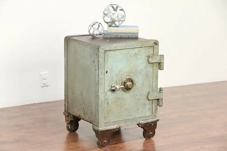 Main image of Cast Iron Antique 1895 Safe, Combination Lock, Signed Syracuse NY
