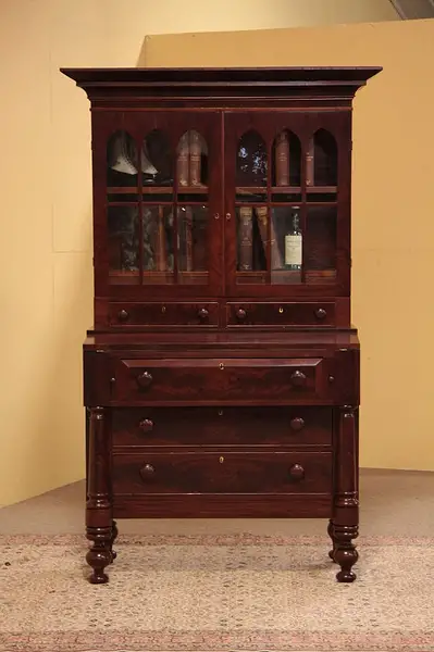 Main image of Empire Antique 1835 Secretary Desk, Bookcase Top