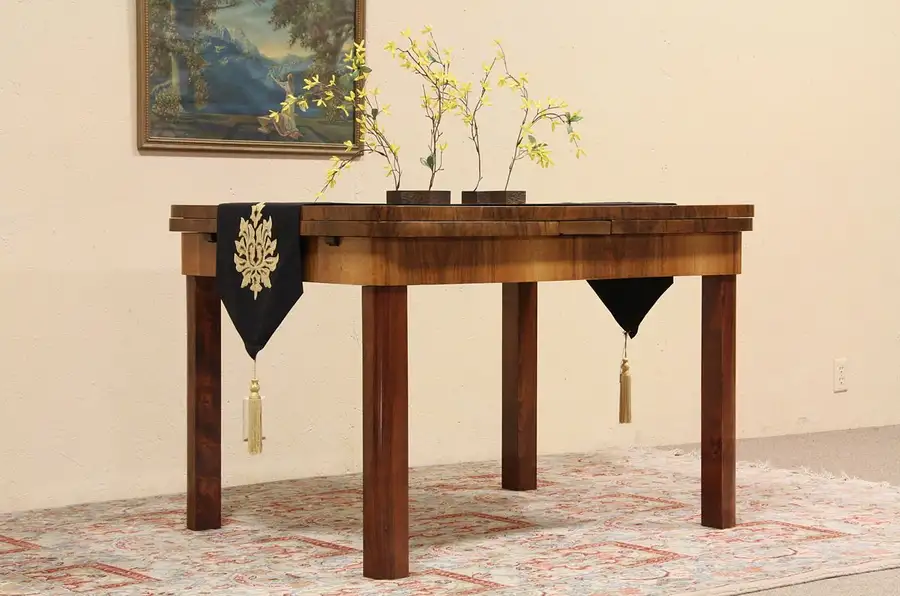 Main image of Art Deco Italian 1935 Library or Dining Table, Pull Out Leaves