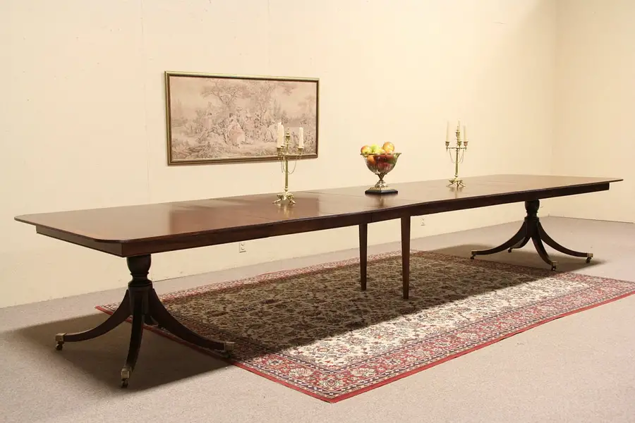 Main image of Traditional 15' 7" Vintage Mahogany Dining Table, 7 Leaves