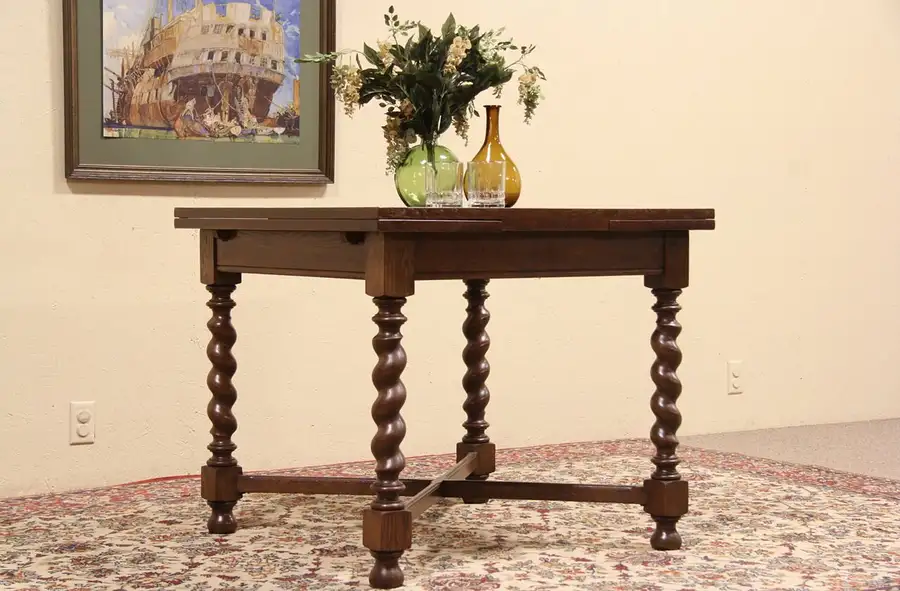 Main image of Square Oak 1910 Dining, Breakfast or Game Table, 2 Leaves
