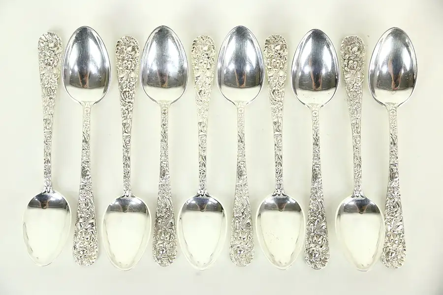 Main image of Set of Ten Demitasse, Repousse Sterling Silver by Kirk Stieff