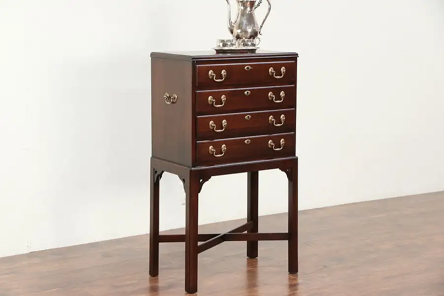 Main image of Traditional Cherry Vintage Silver Chest & Stand, signed Ethan Allen