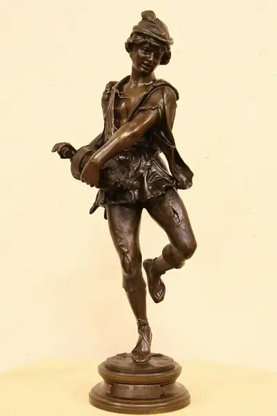 Main image of Debut Bronze Sculpture Hurdy Gurdy Player