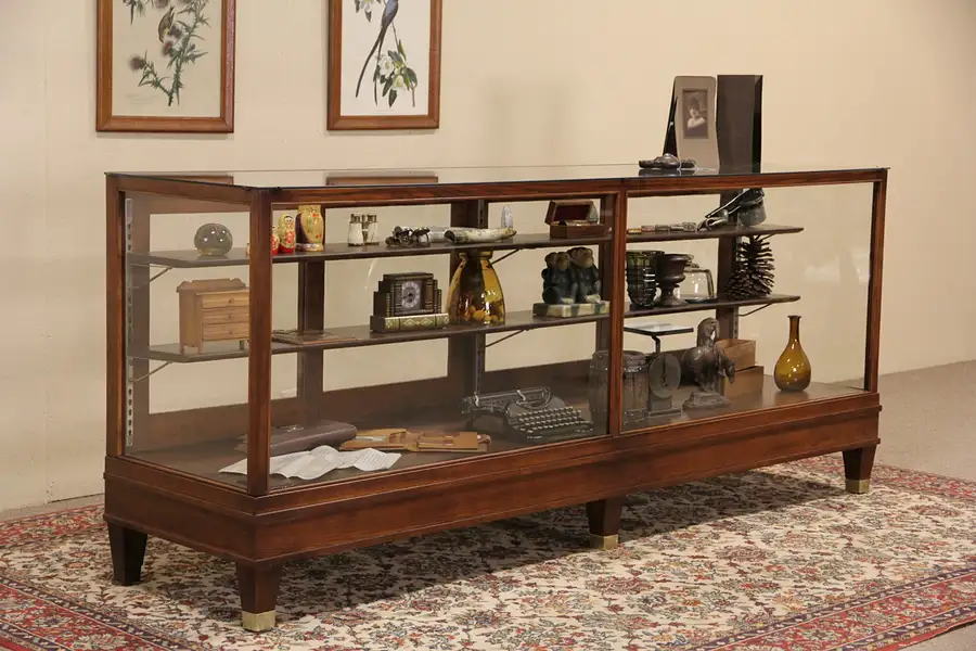 Main image of Oak Mission Craftsman 8' Antique 1900 Jewelry Store Display Showcase