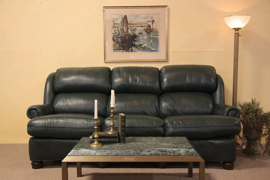Main image of Hancock & Moore Green Leather Sofa