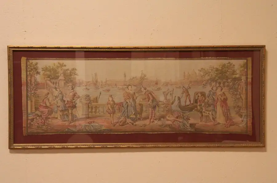 Main image of Framed French Tapestry, Venice Canal Scene