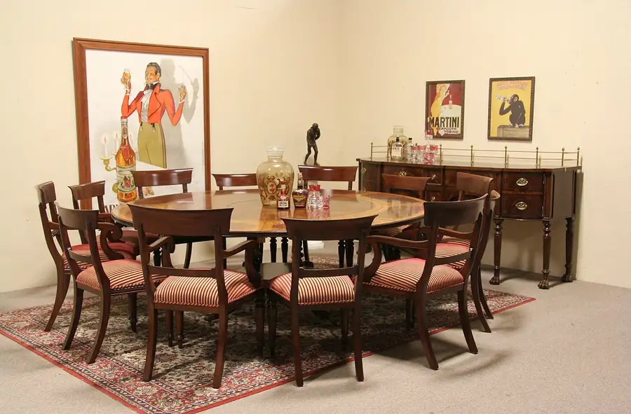 Main image of Maitland Smith Dining Set, 12 Chairs, 7' Round Table, Sideboard