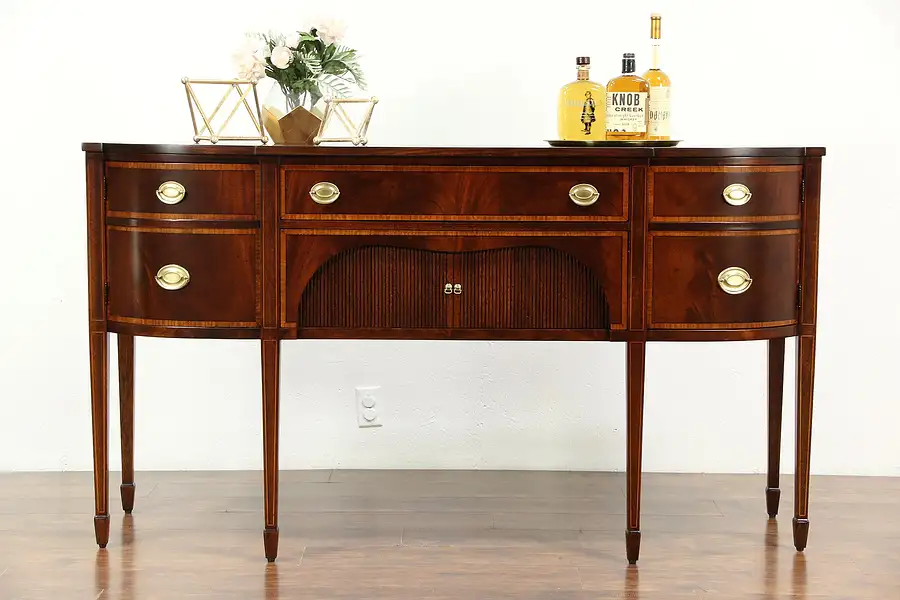 Main image of Georgian Style Vintage Banded Flame Mahogany Sideboard, Server or Buffet