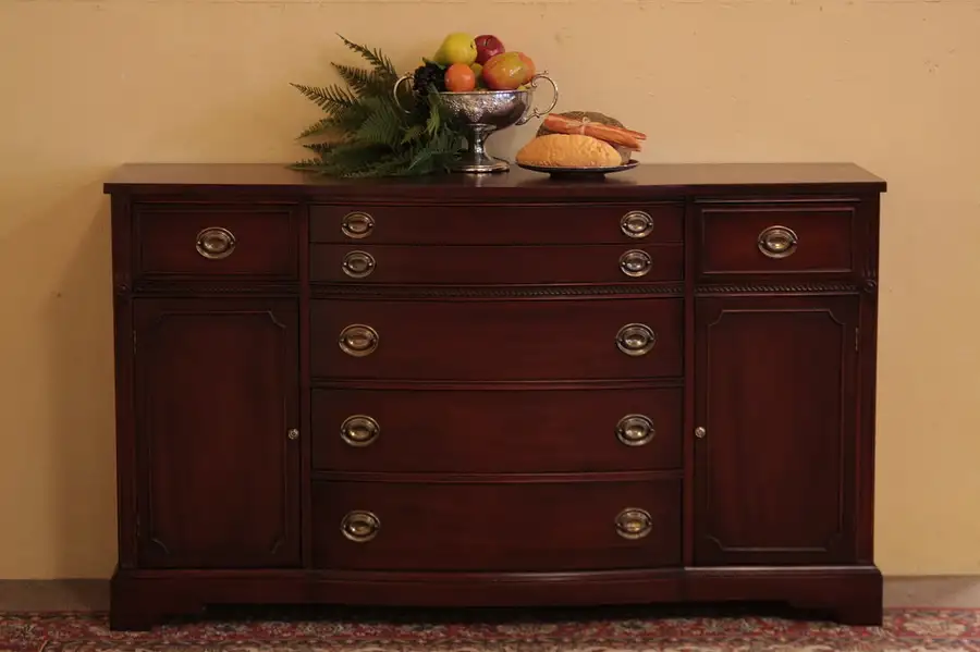 Main image of Traditional Bow Front Mahogany Sideboard Buffet