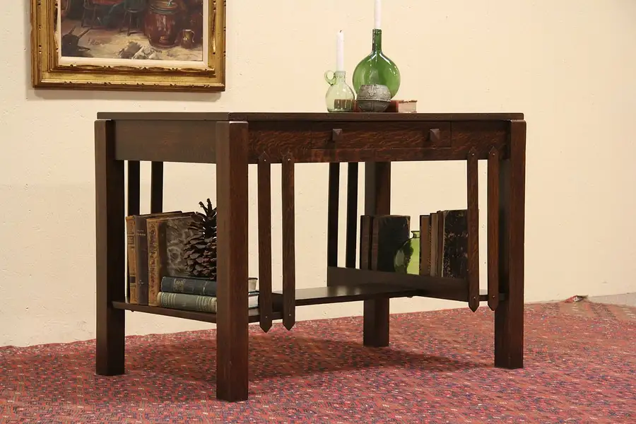 Main image of Arts & Crafts Mission Oak Wis. Writing Desk, Library Table