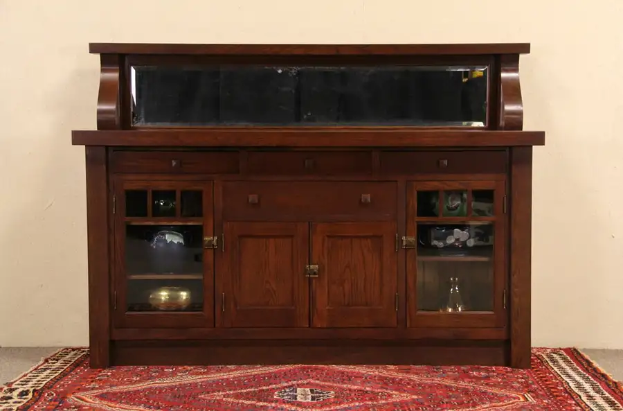 Main image of Arts & Crafts Mission Oak 1905 Antique Chicago Sideboard or Server