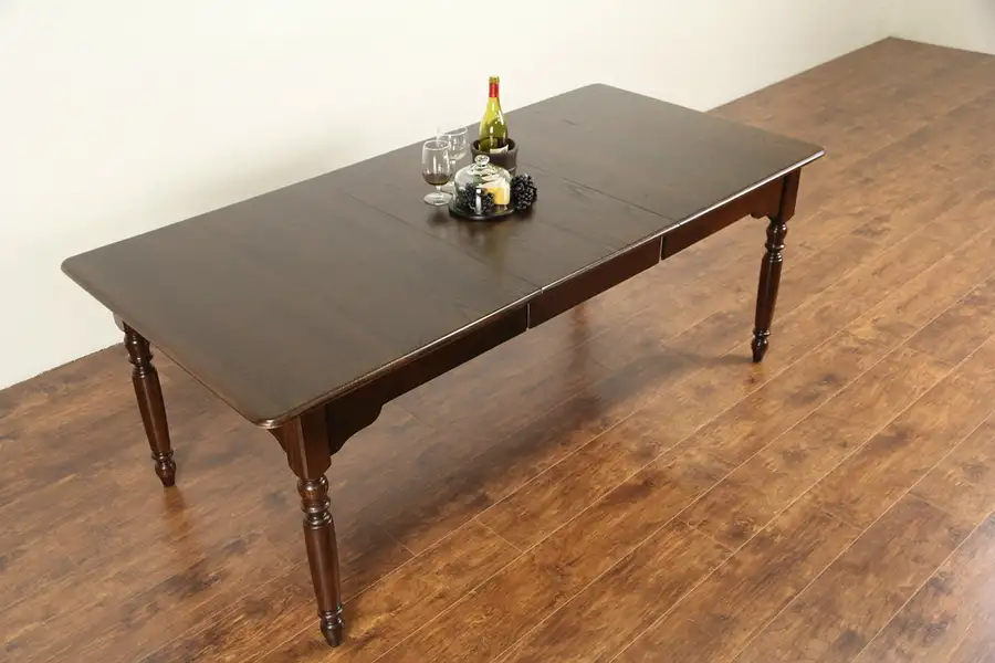 Main image of Nichols and Stone Signed Oak Vintage Dining Table with Drawers & Leaf