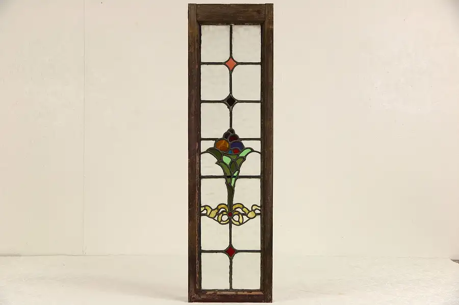 Main image of English 1890 Antique Victorian Salvage Stained Leaded Glass Window