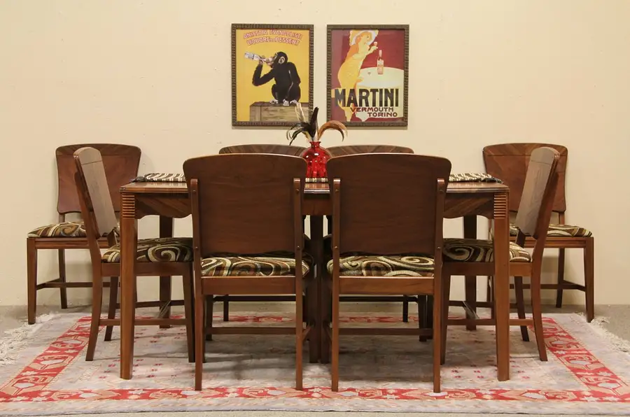 Main image of Art Deco Dining Set, 8 Chairs, 8' Table