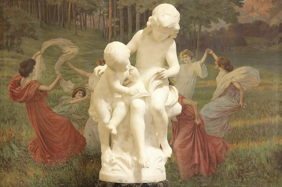 Main image of Auguste Moreau Marble Sculpture of Sisters Reading