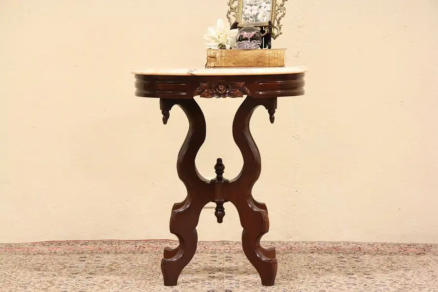 Main image of Victorian Style Oval Marble Top Table