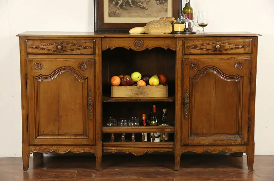 Main image of Country French 1860 Antique Carved Fruitwood Sideboard, Server or Buffet