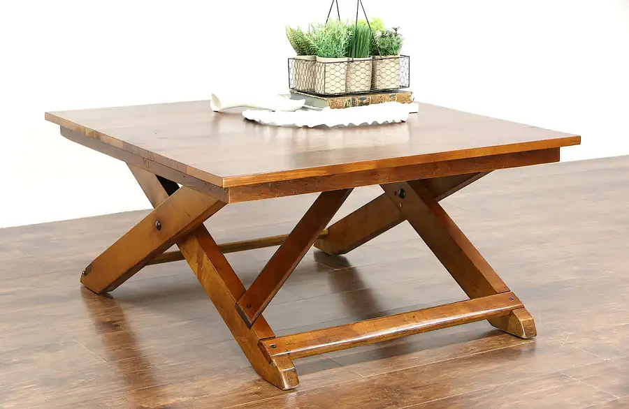 Main image of Country Pine Rustic 1930's Vintage Coffee or Cocktail Table