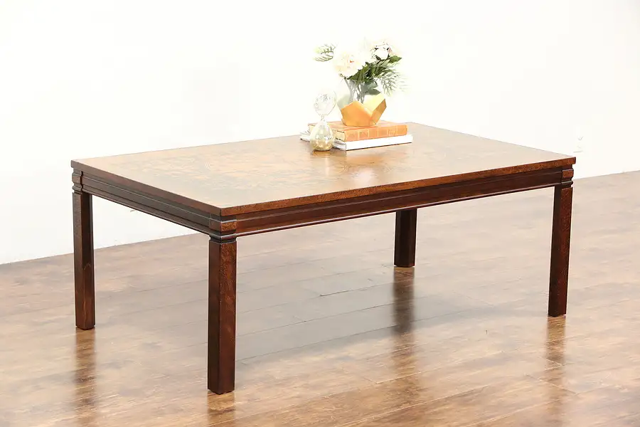 Main image of Midcentury Modern Danish Coffee Table, Copper Map of the World Top
