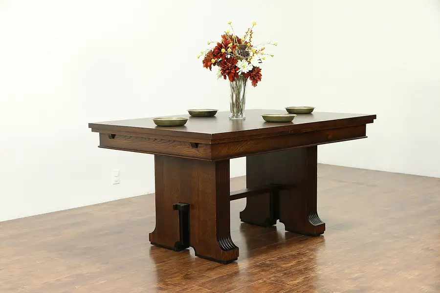 Main image of Art Deco Oak Vintage Scandinavian Dining, Library or Conference Table