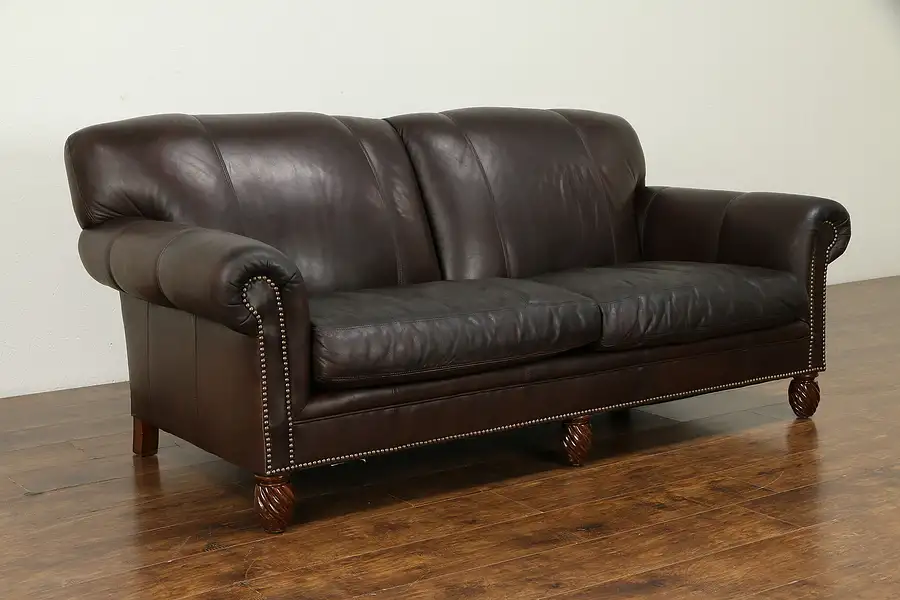 Main image of Leather Vintage Sofa, Brass Nailhead Trim, Leather Master