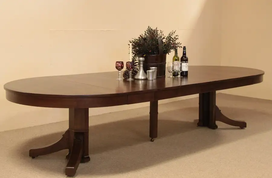 Main image of Arts & Crafts Mission Oak 54" Round Dining Table 10'