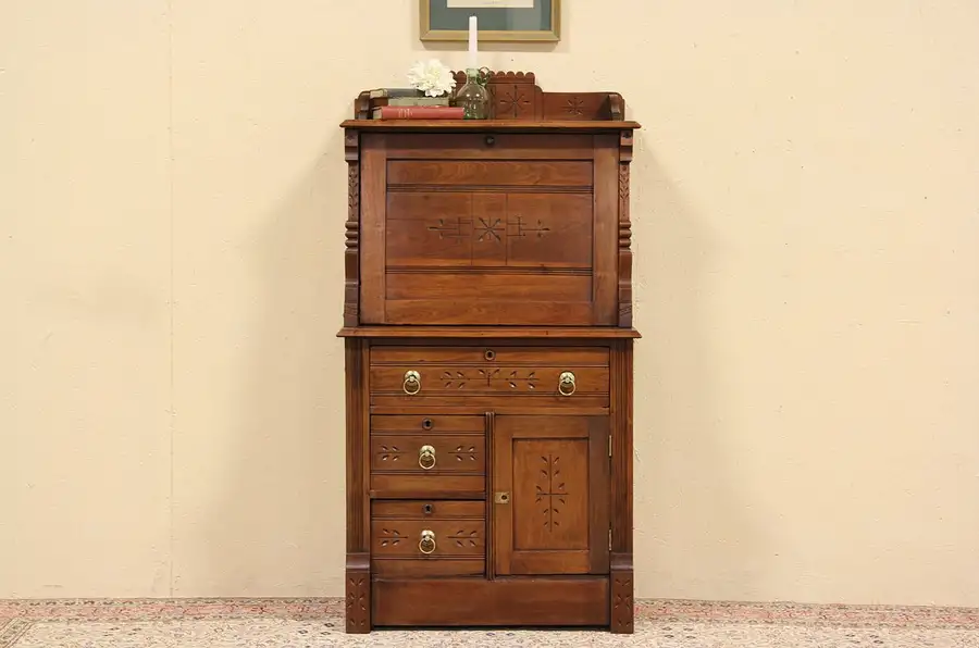 Main image of Eastlake Walnut 1880 Secretary Desk