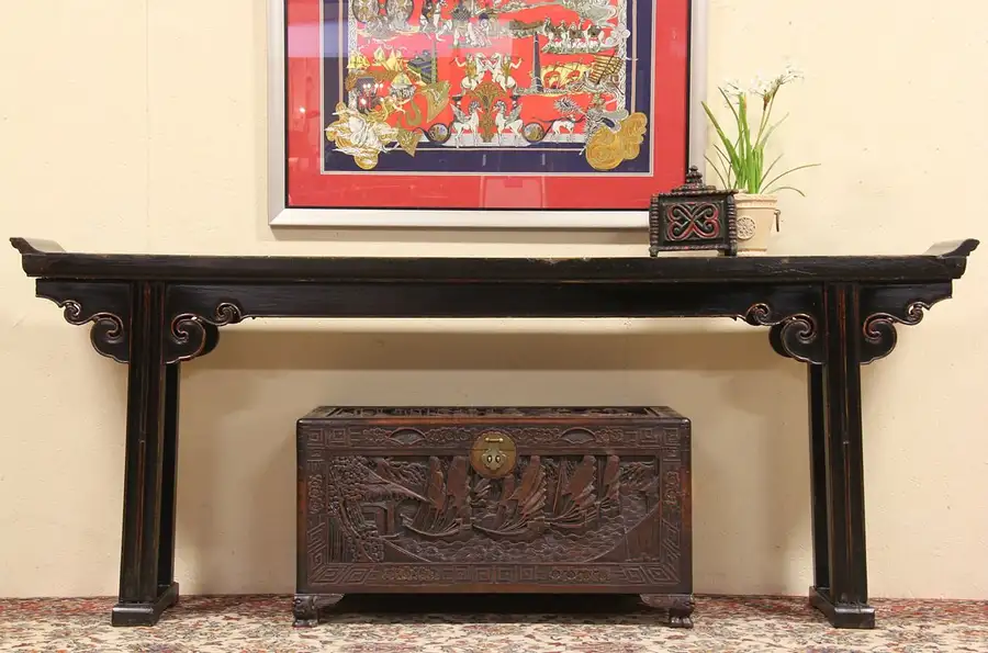 Main image of Chinese Antique Early 1900's Elm Altar or Sofa Table