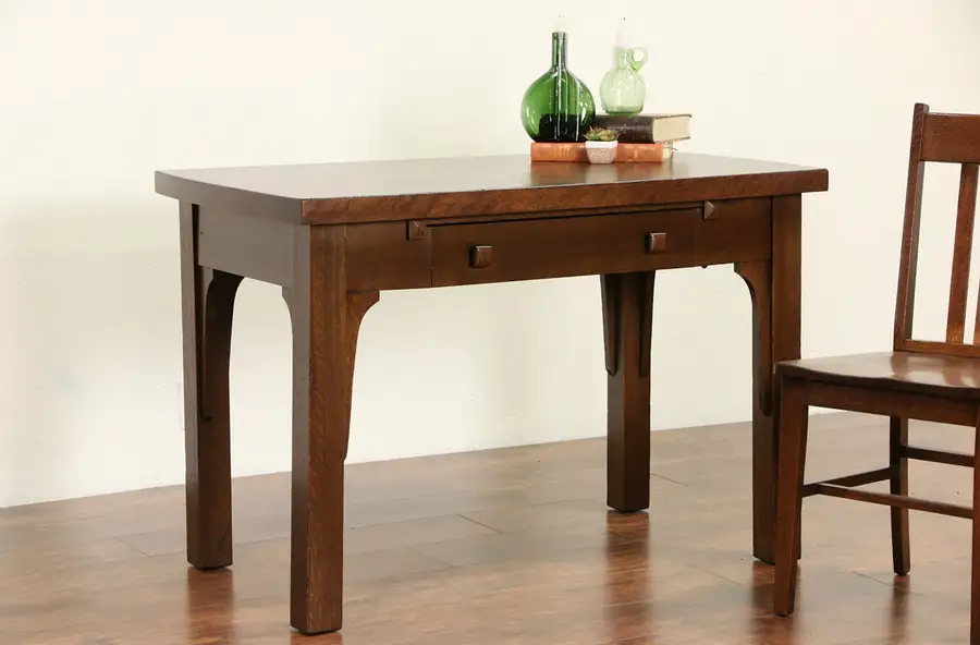 Main image of Arts & Crafts Mission Oak 1905 Antique Combination Library & Dining Table