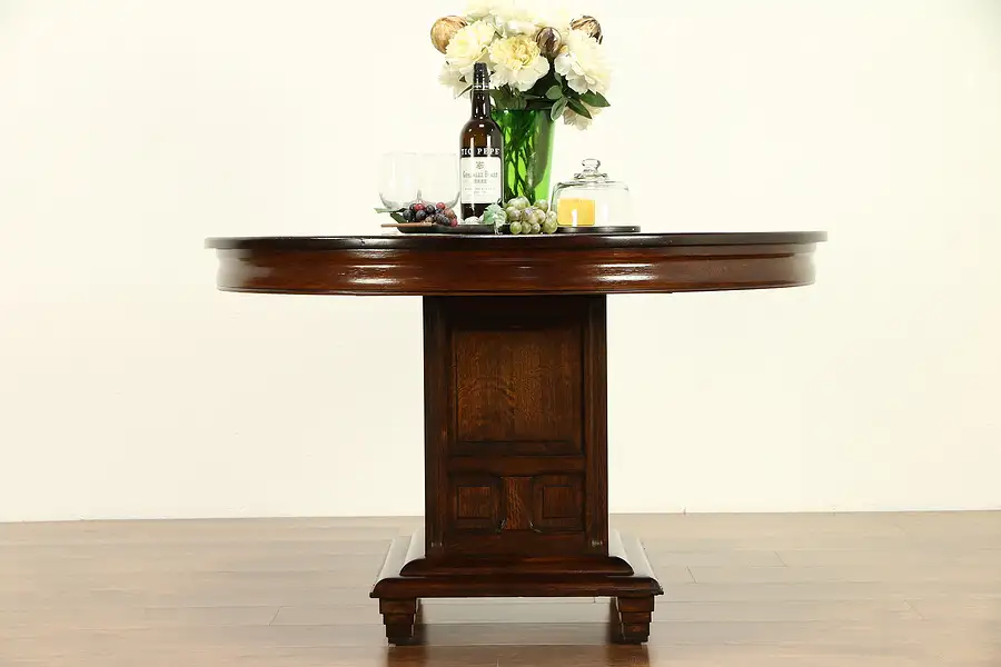 Main image of Round Oak Antique 48" Breakfast, Dining or Hall Center Table