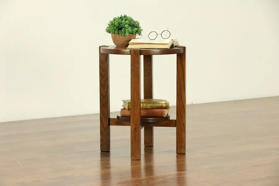 Main image of Arts & Crafts Mission Oak Antique Craftsman Chairside Table, Ashman