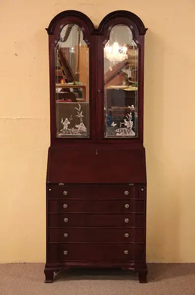 Main image of Traditional Secretary Desk, Mirror Bookcase Doors